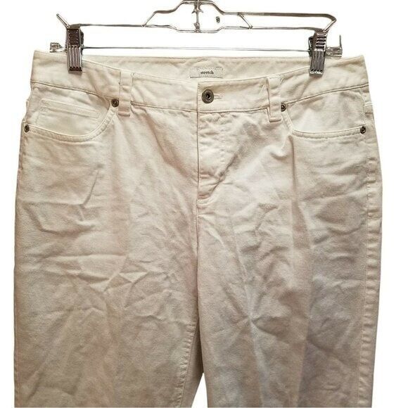 Liz & Co. Womens Size 10 White  Solid Capri Pants - Picture 2 of 10
